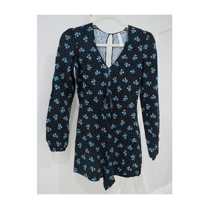 Reformed Blue Floral Romper, XS